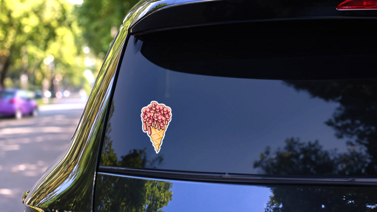 Zombie Brain Ice Cream Sticker on a Rear Car Window (New) example