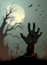 Zombie Hand Reaching Up From Grave Sticker