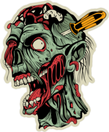 Zombie Head With Screwdriver Sticker