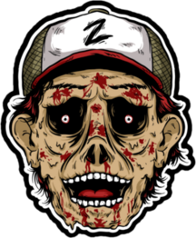 Zombie In Baseball Cap Sticker