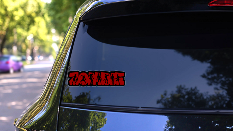 Zombie Party Text Sticker on a Rear Car Window (New) example