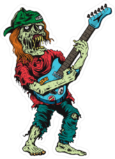 Zombie Playing Guitar Sticker