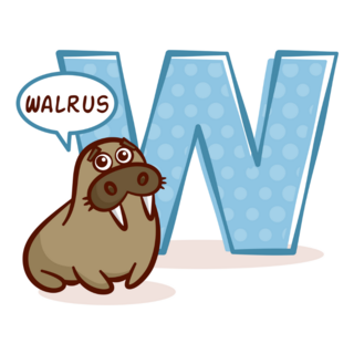 Zoo Alphabet Letter W Walrus Sticker