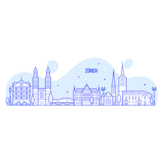 Zurich Skyline, Switzerland Illustration Sticker