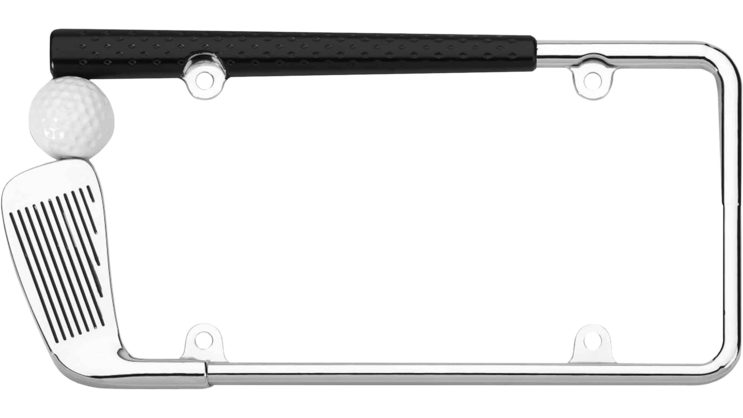 3D Chrome Golf Club License Plate Frame