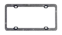 Black Metal With Triple Row White Diamonds Bling License Plate Frame