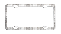 Chrome Coated Metal With Triple Row White Diamonds License Plate Frame