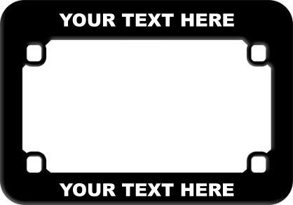 Customizable Black Plastic Motorcycle License Plate Frame