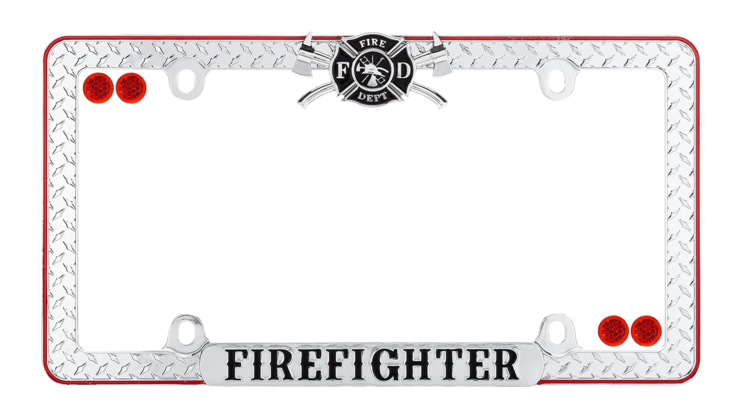 Firefighter Chrome License Plate Frame
