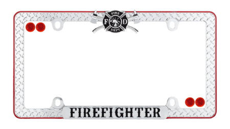 Heroic Chrome Firefighter License Plate Frame