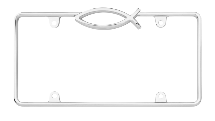 Ichthus Fish Chrome License Plate Frame