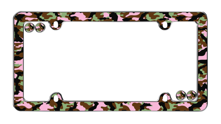 Pink Camo Girl Plastic License Plate Frame