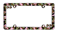 Pink Camo Girl Plastic License Plate Frame