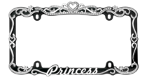 Princess Black and Chrome Metal License Plate Frame