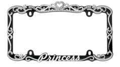Princess Black and Chrome Metal License Plate Frame