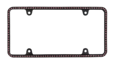 Thin Pink Diamonds on Matte Black License Plate Frame