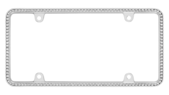 Thin White Diamonds on Chrome License Plate Frame
