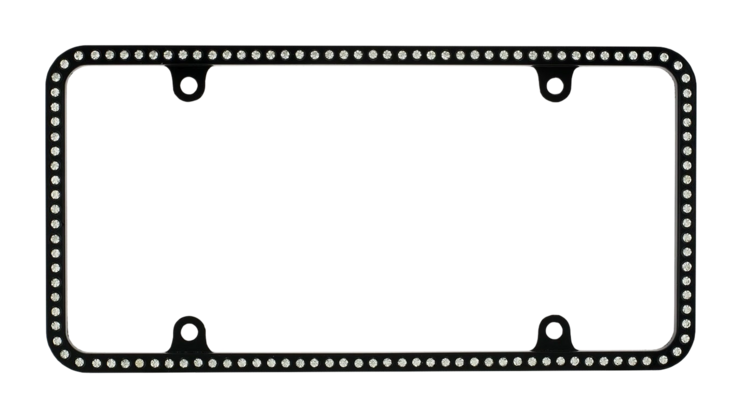 Thin White Diamonds on Matte Black License Plate Frame