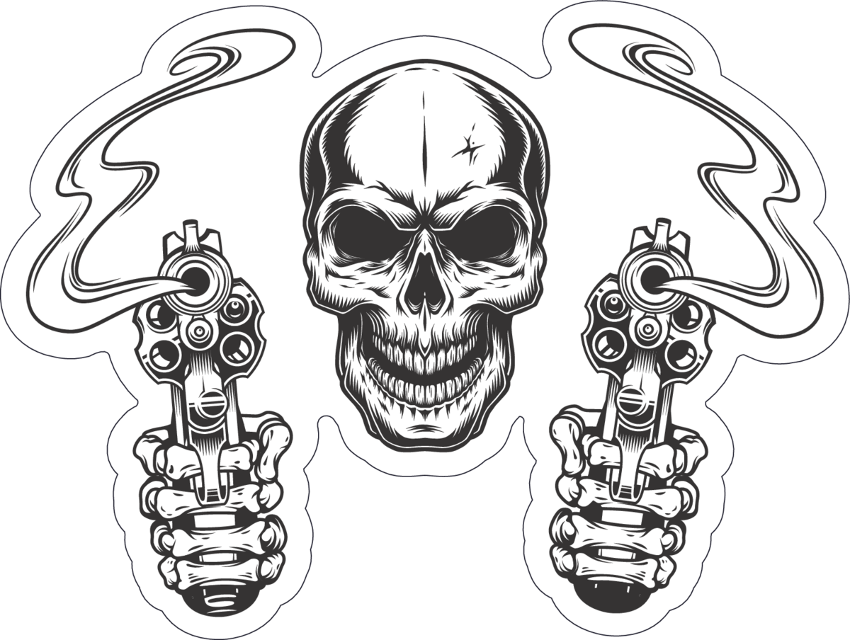 Skull And Gun Tattoo Design Drawing Sketch Coloring Page