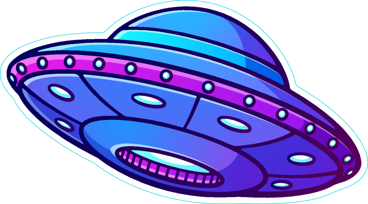 Purple Alien UFO Sticker