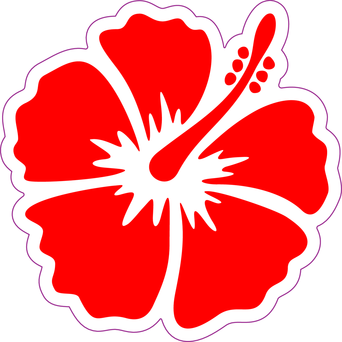 Hibiscus Bright Red Flower Sticker