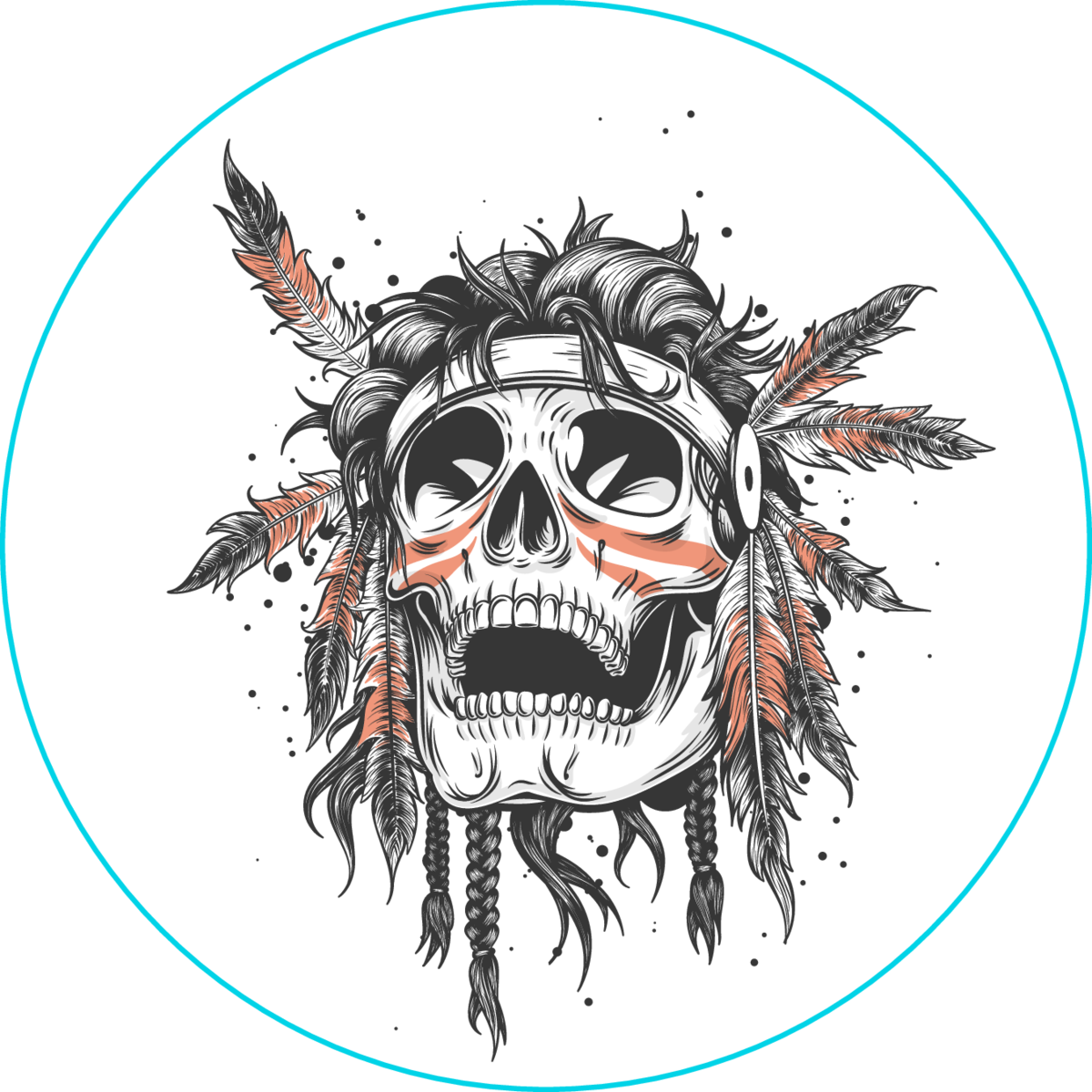 Skull Of An Indian Warrior Sticker