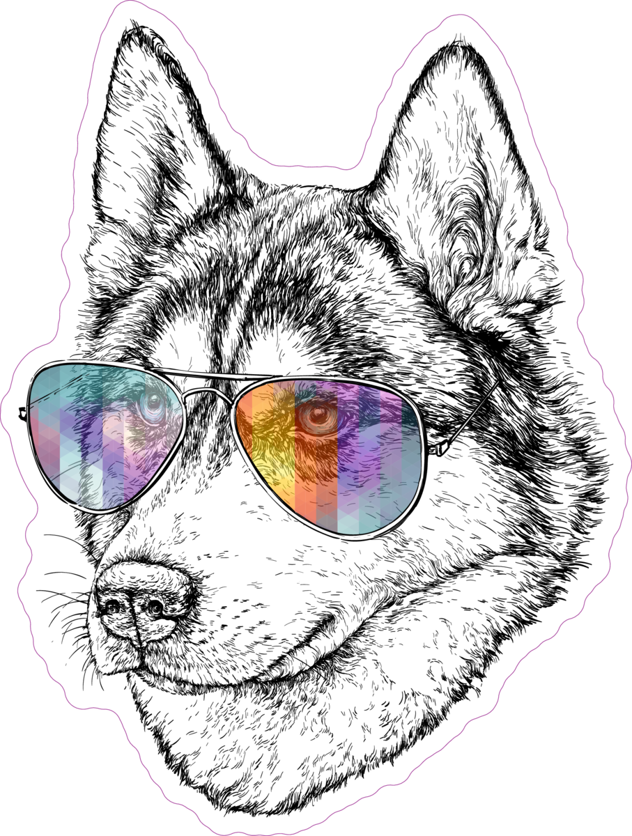 Wolf in Aviator Sunglasses Sticker