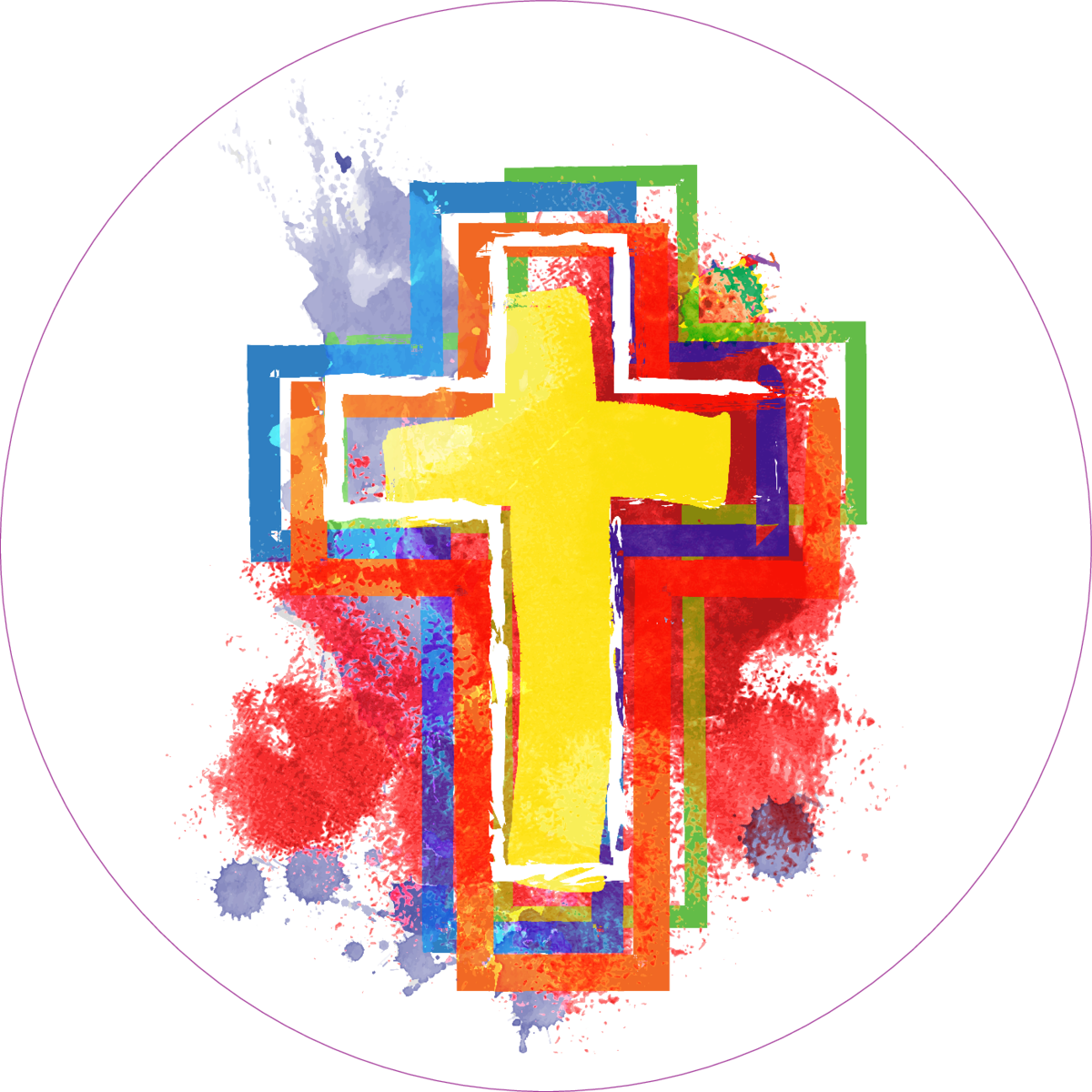 Abstract Watercolor Christian Cross Sticker