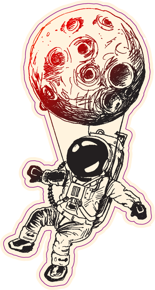 Astronaut Moon Balloon Sticker