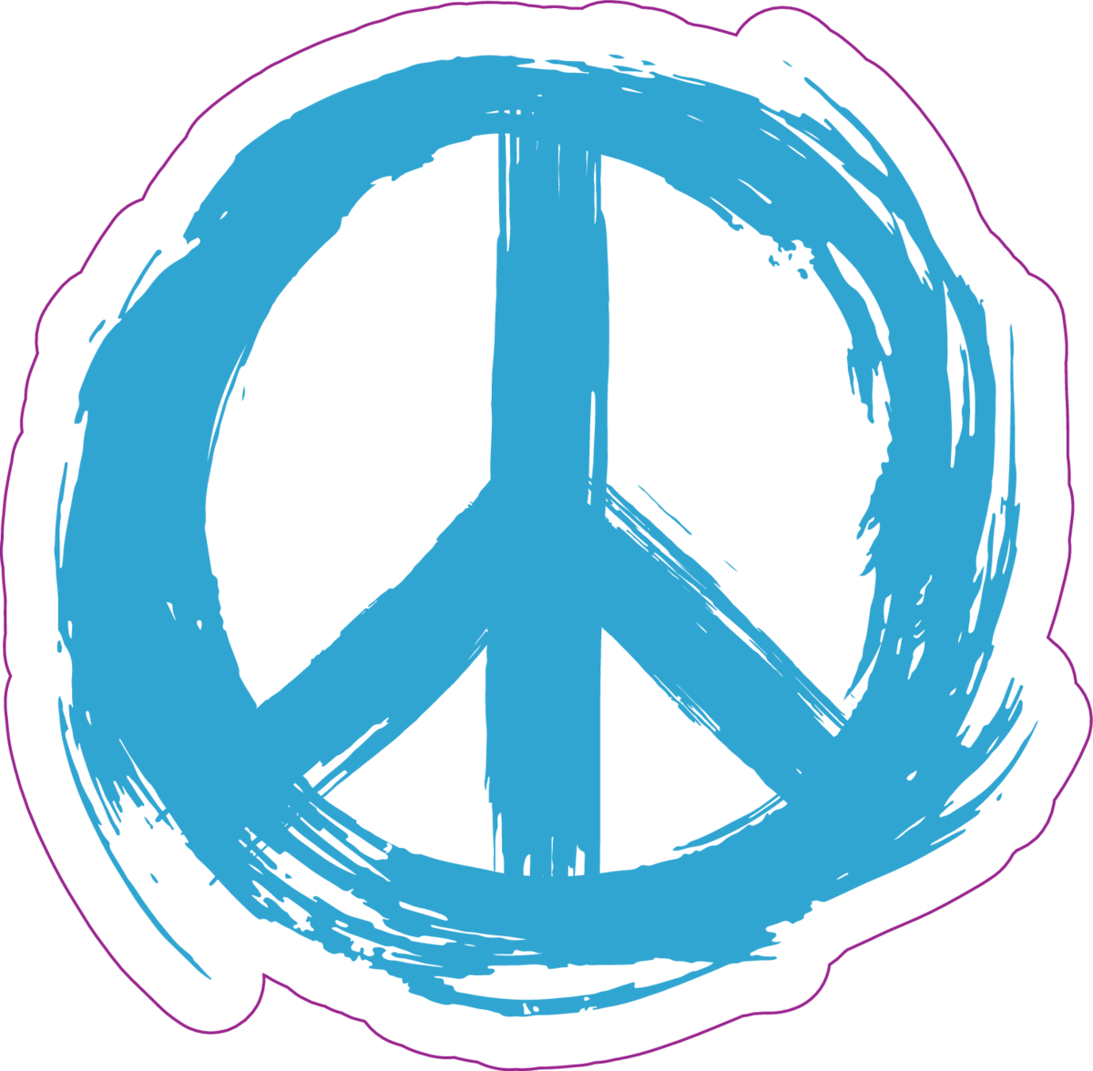 Blue Painted Peace Sign Sticker