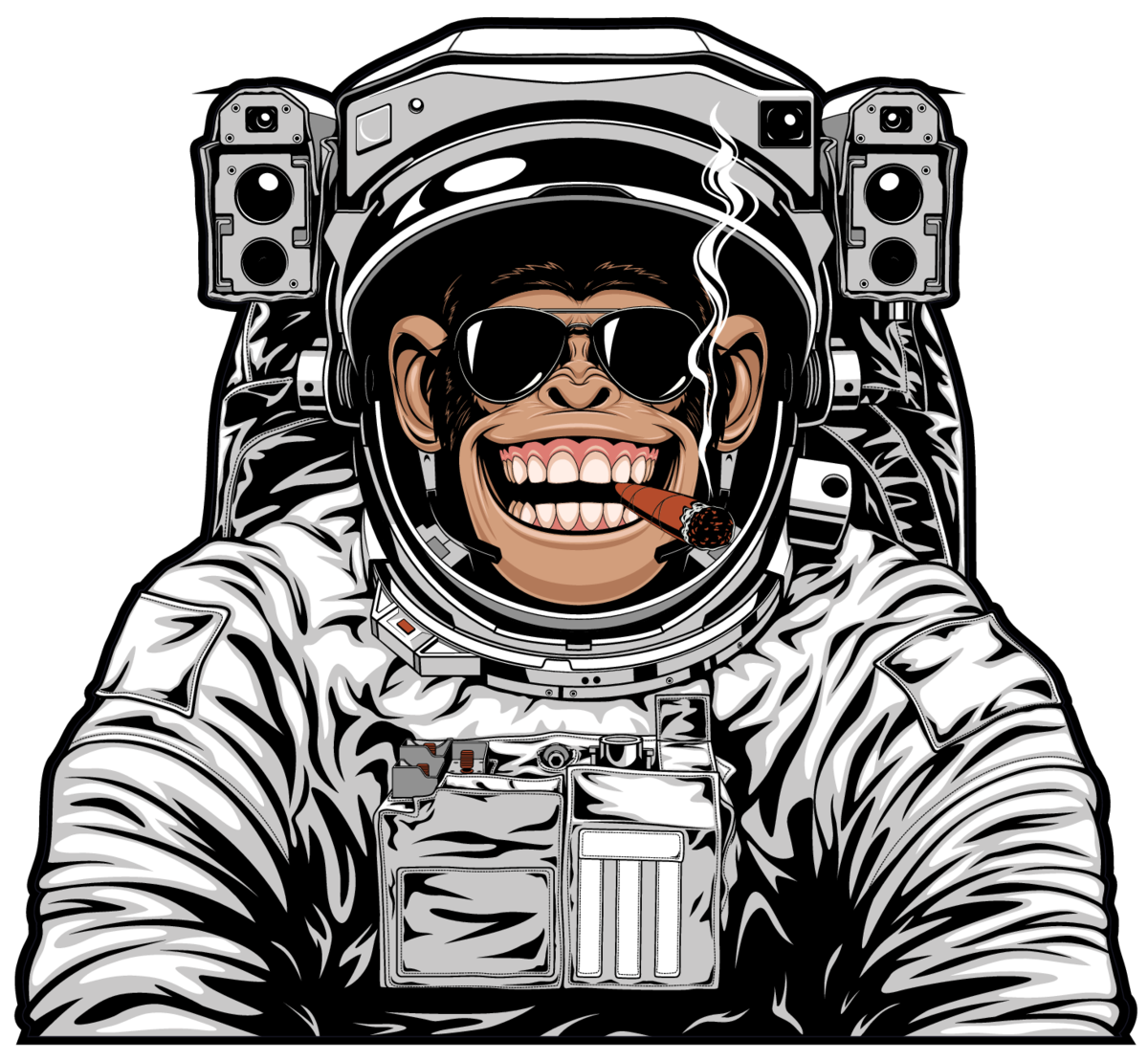 Smoking Chimpanzee Astronaut Sticker