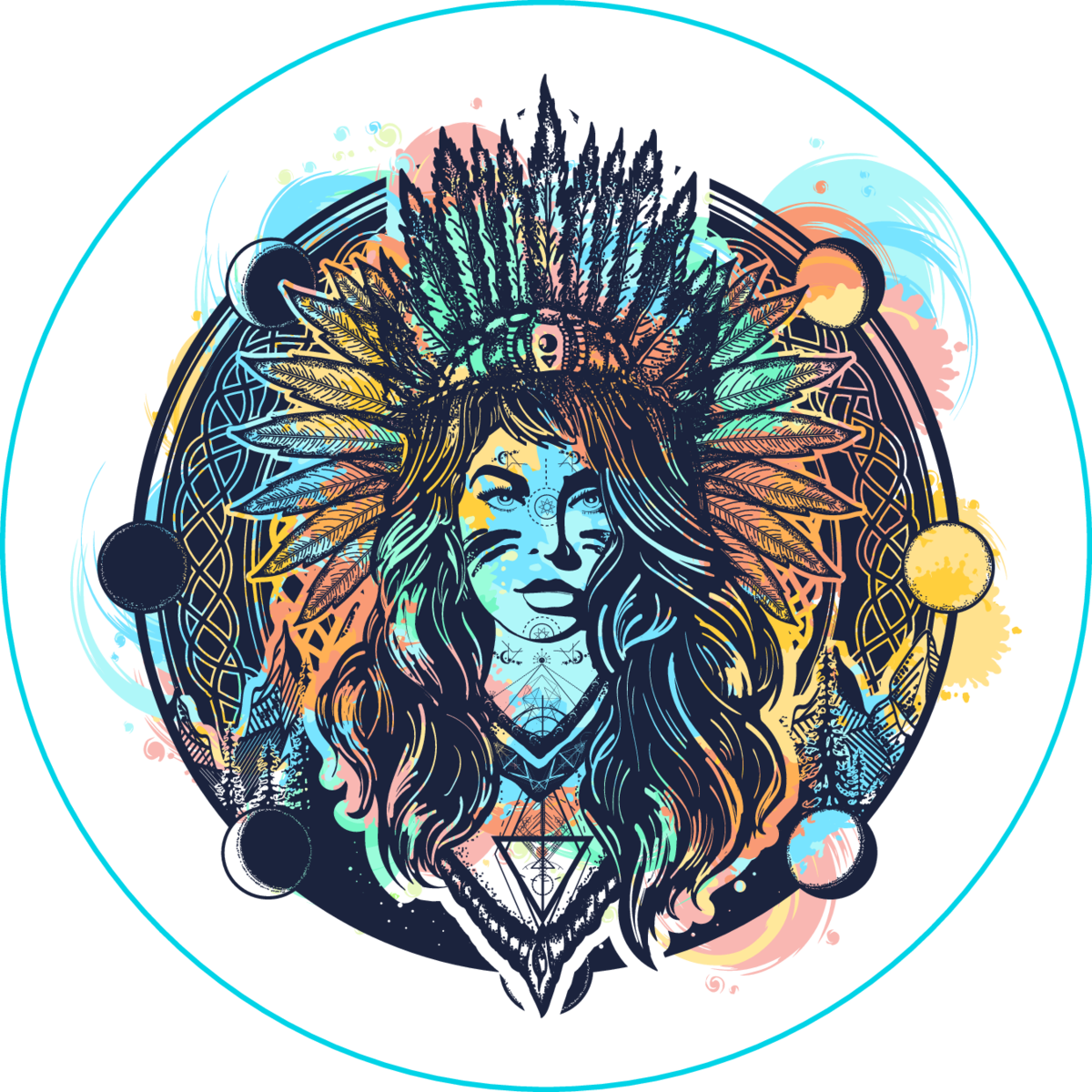 Tribal Woman Watercolor Sticker