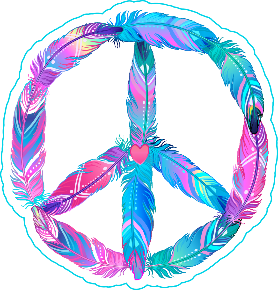 Feather Peace Sign Sticker