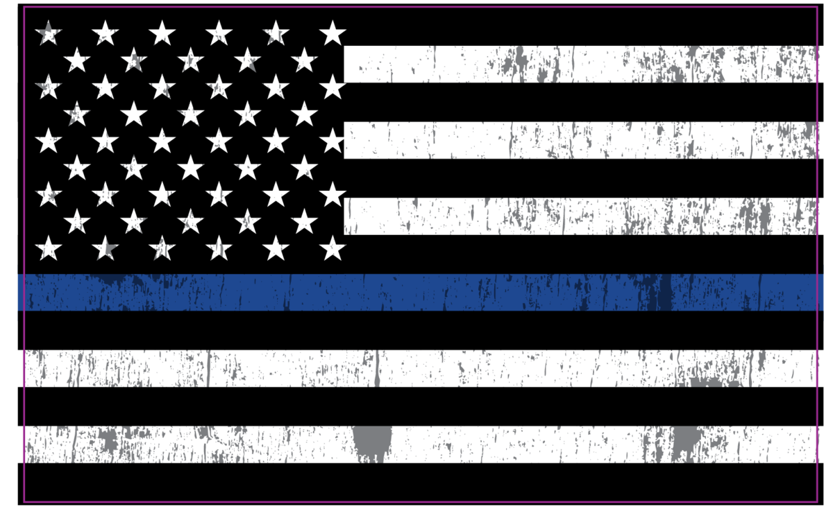 Grunge Law Enforcement Thin Blue Line USA Flag