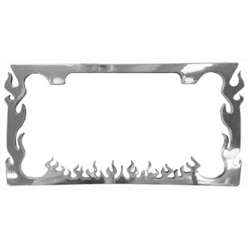 Flames Chrome Plastic License Plate Frame