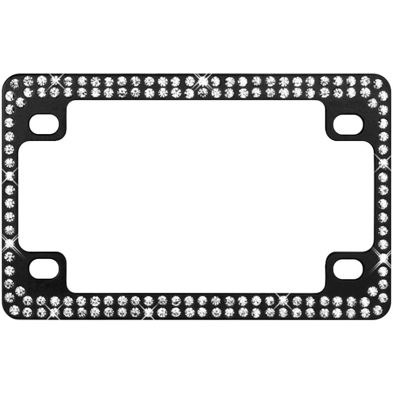 Black Metal Motorcycle Frame with Double Row White Crystals