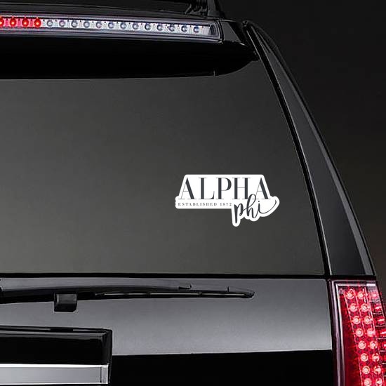 Alpha Phi Established Sticker on a Rear Car Window example