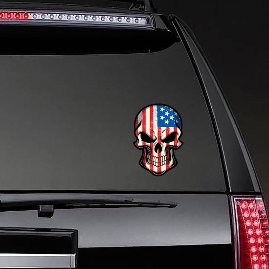 Black And White American Flag Skull Decal Sticker For Car Truck Window, By Decals By Haley