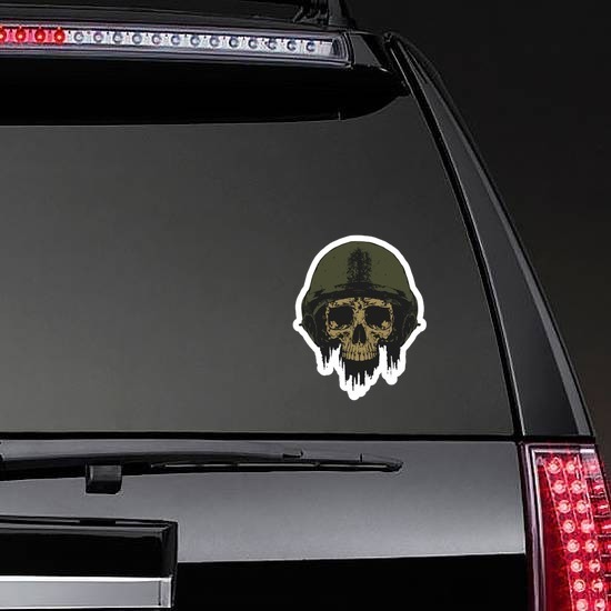 Army Helmet Skull Sticker on a Rear Car Window example