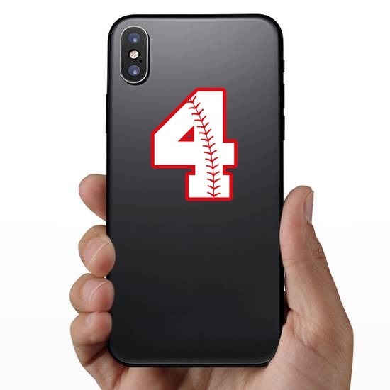 Baseball Style Number 4 With Seam Sticker