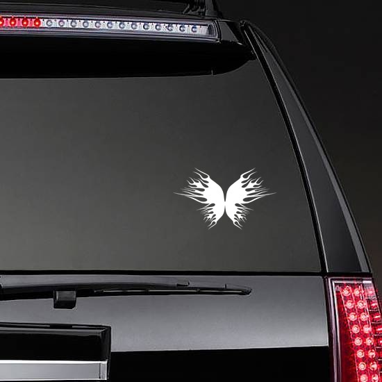 Butterfly With Flames Sticker on a Rear Car Window example