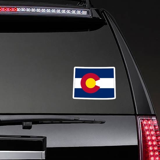 Colorado Flag State Sticker on a Rear Car Window example