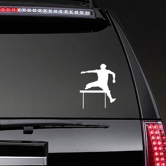 Cool Hurdler Sticker on a Rear Car Window example