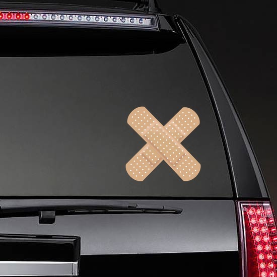 Crossed Standard Bandage Sticker on a Rear Car Window example