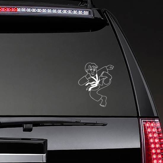 Detailed Martial Arts Karate Boy Sticker on a Rear Car Window example