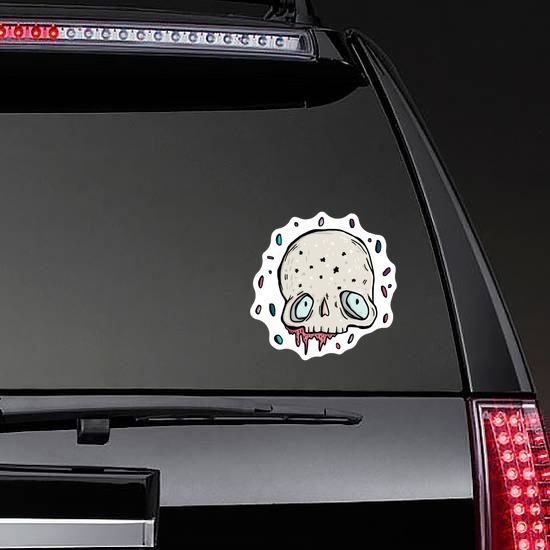 Dripping Half Skull with Eyes Sticker on a Rear Car Window example