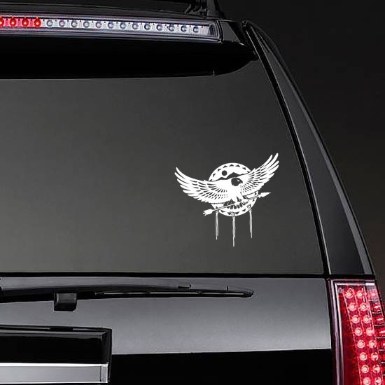 Eagle Flying With Arrow Sticker on a Rear Car Window example