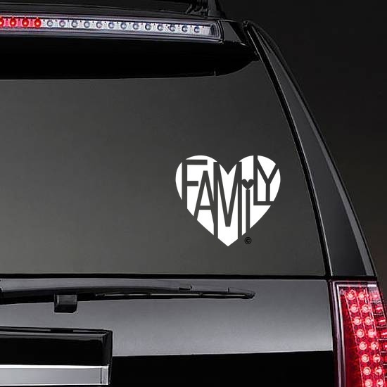 Family Lover's Heart® One-Color Sticker on a Rear Car Window example