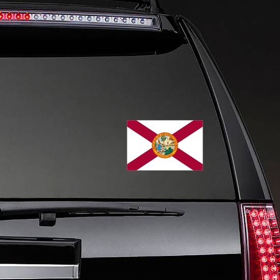 Florida Fl State Flag Sticker on a Rear Car Window example