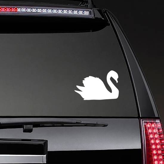 Gleaming Swan Sticker on a Rear Car Window example